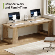 220cm Extra Long 2 Person Desk, Modern Large Office Computer Desk Writing Table