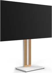 FITUEYES Floor TV Stand 32-65 Inch Height Adjustable ±30° Swivel Beech Wood