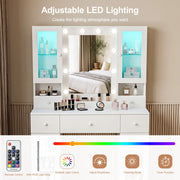 Dressing Table with 7 Drawers 4 Door & Charging Socket Makeup Desk Vanity Jdvizb