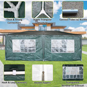 Gazebo PE 3X6M Outdoor Patio Shade Canopy Waterproof 6 Pieces Sidewalls Green