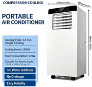 9000 BTU Portable Air Conditioner 4-in-1 Dehumidifier Fan Remote Control AC Unit