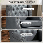 Chesterfield-style Wing Back Armchair Tufted Accent Chair Grey