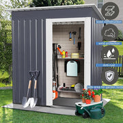 5 x 3ft Garden Shed Galvanised Metal Shed Outdoor Storage Tool Small House Grey
