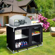 Outdoor Camping Kitchen Cupboard Cook Table Folding Storage Unit Shelf w Handbag