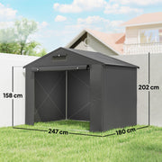 8 x 4 ft Garden Storage Shed with Roll-up Zipper Door Grey Refurbished