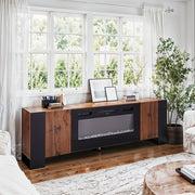 Wooden TV Stand Cabinet Unit with Electric Fireplace 12 Colour LED Fire Heater