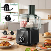 Mixer Food Processor Chopper, Stainless Steel Blender 2.5L+1.5L Timer 11 Speed U