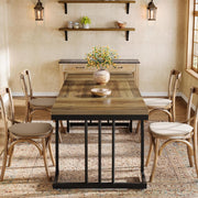 Rectangular Dining Table for 6 Seater, 160cm Farmhouse Wood Kitchen Dinner Table