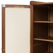Shoe Cabinet Storage Organizer 4 Rattan Door Cupboard Footwear Stand Wooden Unit