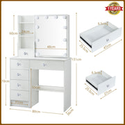 Dressing Table With Led Light, Drawers Vanity Makeup Sliding Mirror Desk Stool