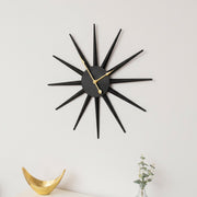 Black Metal Starburst Detail Wall Clock - 60cm x 60cm