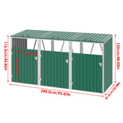 Triple Wheelie Bin Storage Metal Store Cover Garden Rubbish Dustbin 3 Shed House