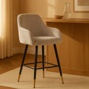 Zurich Modern Velvet Padded Bar Stool Chair with Black Metal Legs