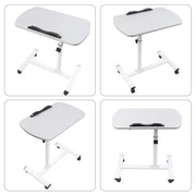 Adjustable Overbed Table Bedside Laptop Tray Table on Wheels Hospital Home Grey