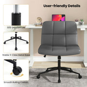 Criss Cross Chair PU Leather Upholstered Cross-legged Chair-Grey