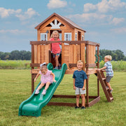 Backyard Discovery Echo Heights Wooden Playhouse Slide Clubhouse Kids 3-10 Yrs