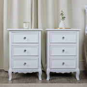 Pair white bedside tables chests vintage French shabby chic bedroom furniture