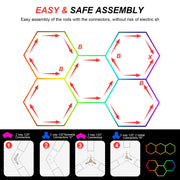 5 Hexagon LED Lighting Detailing Garage RGB Workshop Retail Car Showroom APP
