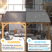 3x3.65m Lean-to Hardtop Gazebo Outdoor Wood Cedar Wall Mounted Pergola for Patio