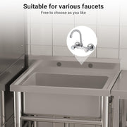 Stainless Steel Utility Sink 304 Bowl Wash Station Kitchen Tone Restaurant Garag