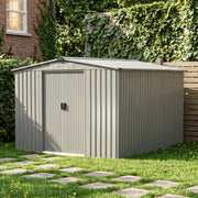 10 x 8FT Garden Shed Metal Apex Roof Outdoor Storage House With Free Foundation