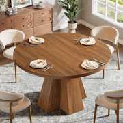 46.46-Inch Round Dining Table Modern Wooden Circle Kitchen Table for 2-4 People