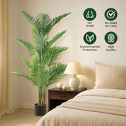 6FT Artificial Palm Tree IndoorTall Faux Tree Lifelike Leaves Tropical Areca