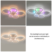 RGB LED Ceiling Fan Light Dimmable Chandelier Living Room Lamp W/ Remote Control