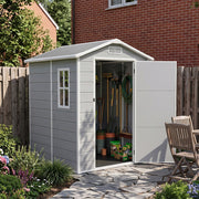Grey Wood Grain Plastic Garden Shed 6x8 6x6 5x3 Outdoor Tool Bike Storage House