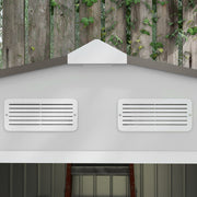 9 x 6FT Galvanised Garden Storage Shed with Sliding Door, Silver