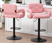 2 LARGE BAR STOOLS PLUSH SEAT GAS LIFT SWIVEL BREAKFAST KITCHEN BAR LARGE SEAT
