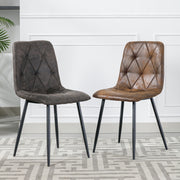 4X Dining Chairs Set Faux Suede Leather Padded Seat Metal Leg Kitchen