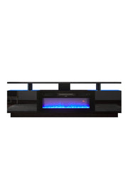 70Inch TV Stand Cabinet High Gloss Electric Fireplace Unit with 12 Colour Flame