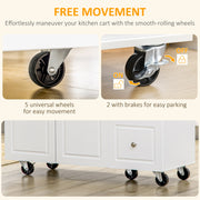 Rolling Kitchen Island, Kitchen Storage Trolley w/ Drop Leaf, Drawers