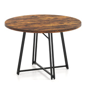 GYMAX 47 Inch Dining Table Round Kitchen Table for 4-6 People Brown