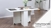 80-140 cm Folding Dining Table for 4-6 Drop Leaf Table White