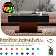 High Gloss LED Coffee Table Cocktail Center Table Modern Living Room Rectangle