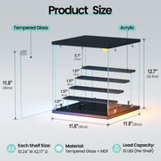 5-Tier Small Display Cabinet with Glass Doors & RGB Lights for Action Figures