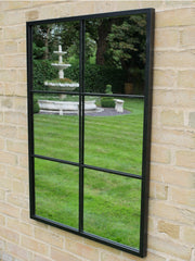Black Garden Mirror Large Window Metal Rectangular Outdoor Rectangle 100cm