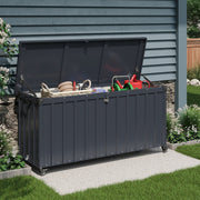 550L Metal Storage Box with Wheels Garden Outdoor Shed Utility Cushion Chest UK
