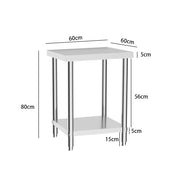 Commercial Catering Work Top Table Stainless Steel Bench Kitchen Food Storage