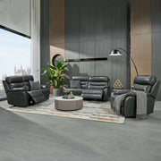 Fletcher Dark Grey Leather Power Reclining 2 Seater Sofa Power Headrest USB