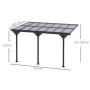 Outdoor Patio Gazebo Pergola, Aluminum Post, 4.35 x 3 m PC Roof