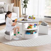 Kids Activity Table and Chair Set with 4 Fabric Drawers-Grey