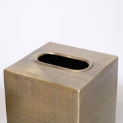 Brass Gold Textured Metal Tissue Box Holder Cover Case Metallic Antique Shiny