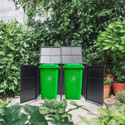 Double Wheelie Bin Store Poly Rattan Garden Outdoor Garbage Storage Shed Cover