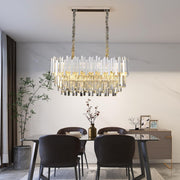 Luxury Crystal Chandelier for Dining Room,10 Lights Modern Crystal Pendant Light