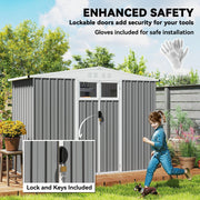 8 x 4 ft Garden Storage Shed, Outdoor Metal Shed Refurbished