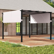 10x10 Flat Top Pergola Canopy with Retractable Shade Heavy Duty Metal Frame