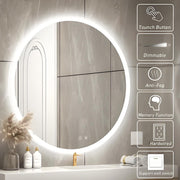 Round LED Bathroom Wall Mirror Demister Illuminated Light Up 500x500 Hcslnypuyzv